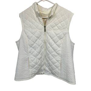 White Quilted Zip-Up Puffer Vest Womens 2X Relativity Everyday Comfort Style Nyl